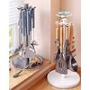With Water Tray Countertop Flatware Organizer 8 Hooks Flatware Storage Rack  Household