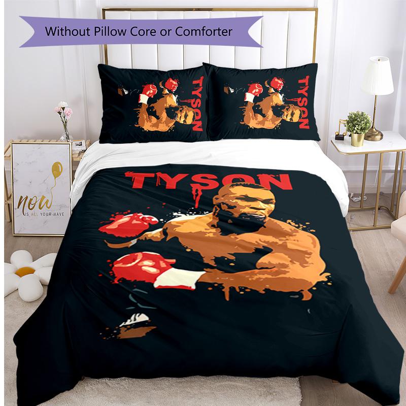 Mike Tyson Printed 3PCS Bedding Set Soft Breathable Duvet Cover Pillowcases Set Washable Bedroom Decor Home Gift