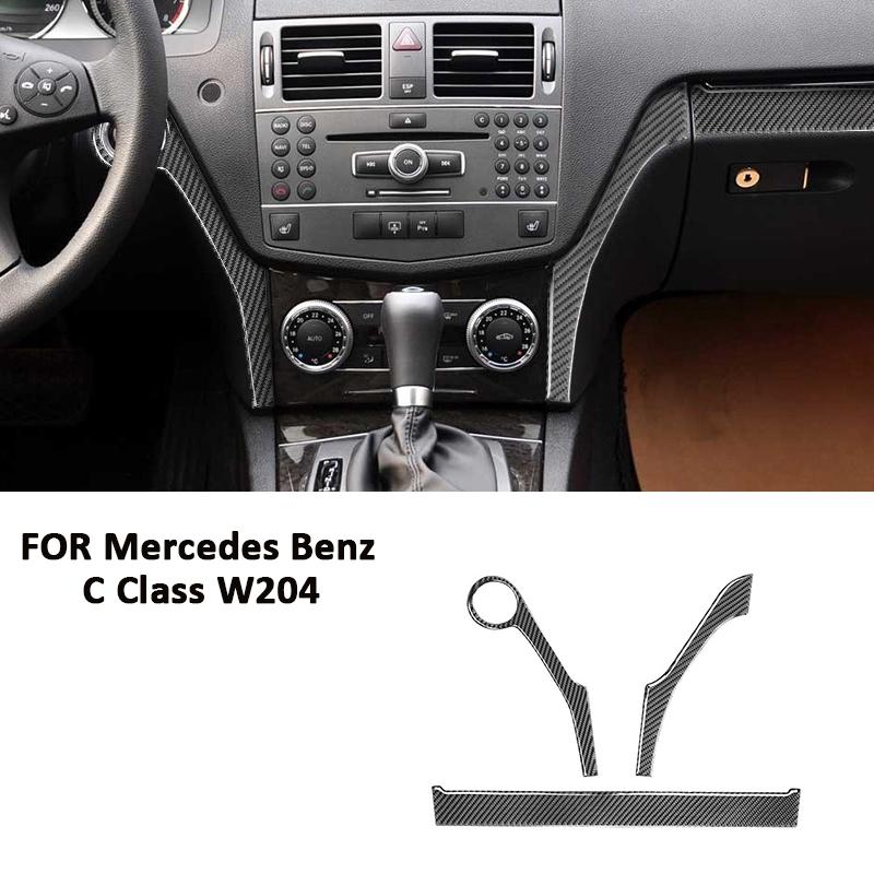 Для Mercedes Benz C Class W204 2007-2014 Углеродное волокно Декоративные накладки Рамка Панели Центральной Консоли Автомобиля Декоративная Наклейка чёрный