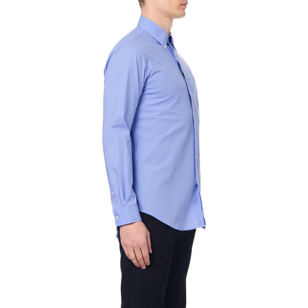 Polo Ralph Lauren Solid Color Animal Embroidery Polo Collar Single-Breasted Long Sleeve Shirt Men Shirts Blue 710869079-001