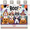 2D Flat Print Cute Puppies in Witch Hats Halloween Photography Background