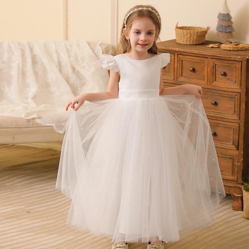 Little Girls Tulle Puffy Princess Dress Wedding Party Performance Formal Dress 120cm