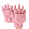 1Pair Women Men Soft Coral Fleece Gloves Half Finger Mittens Winter Warm Gifts