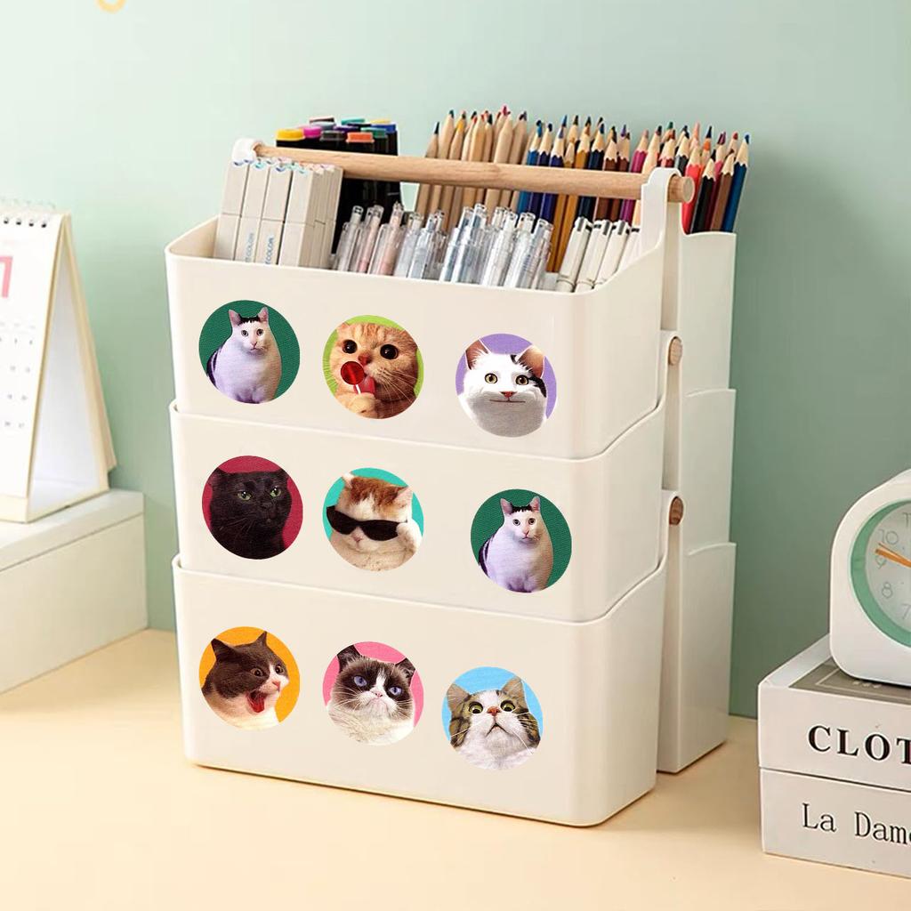 1roll/250pcs Cartoon Cat Stickers Gift Packaging Stickers School Reward Stickers Classroom Decoration Sticker Scrapbook Supplies