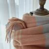 2024 Women's Winter Plaid Tassel Shawl - Korean-Style Thick Warm Imitation Cashmere Scarf for Students and Couples