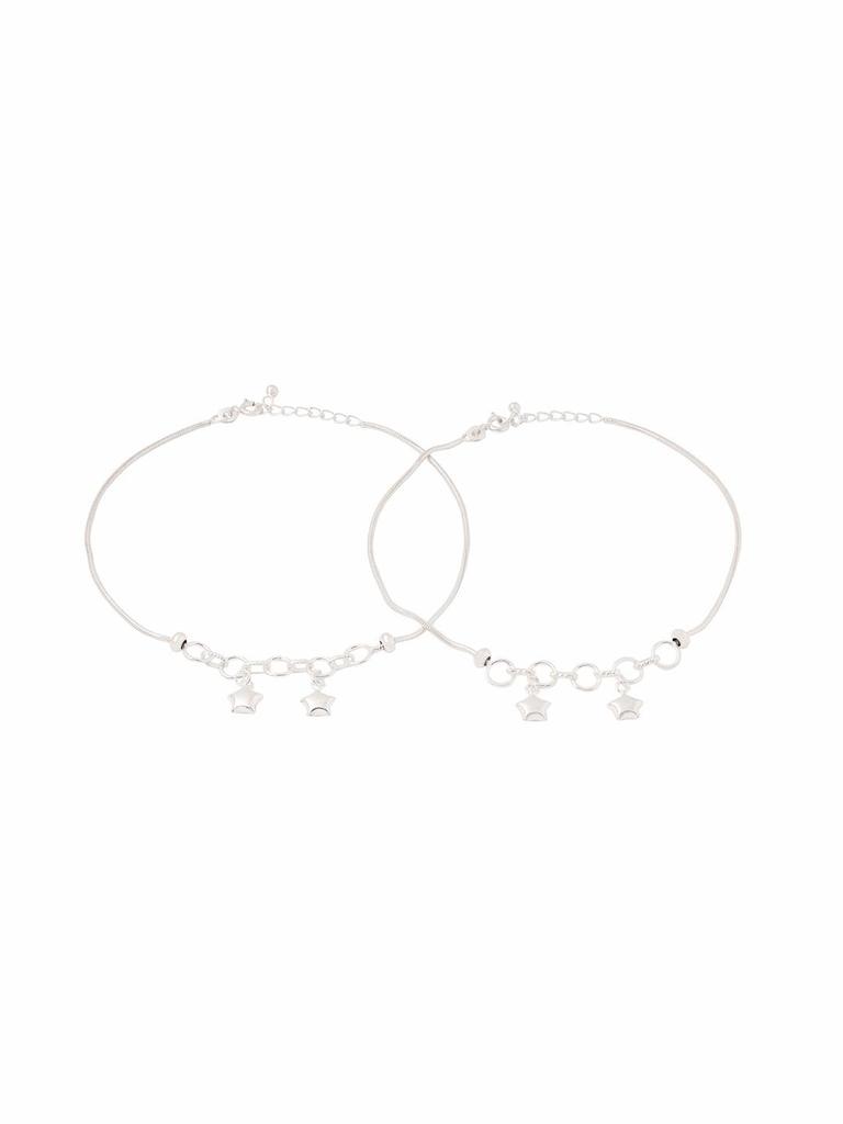 Kicky and Perky 925 Sterling Silver Star Charm Station Chain Anklet Jewelry For Women