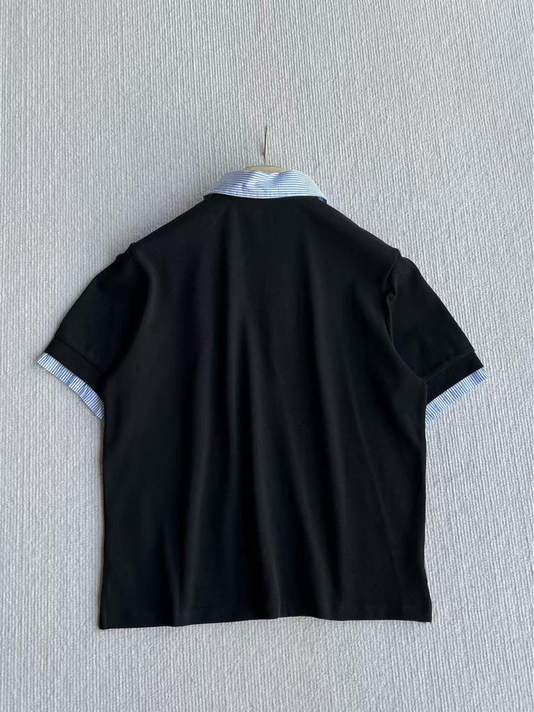 Nanyou Damen College-Stil Farbblock-Polo mit Kragen, kurzärmliges Oberteil - Neu Frühling M Marke Vielseitiges Design