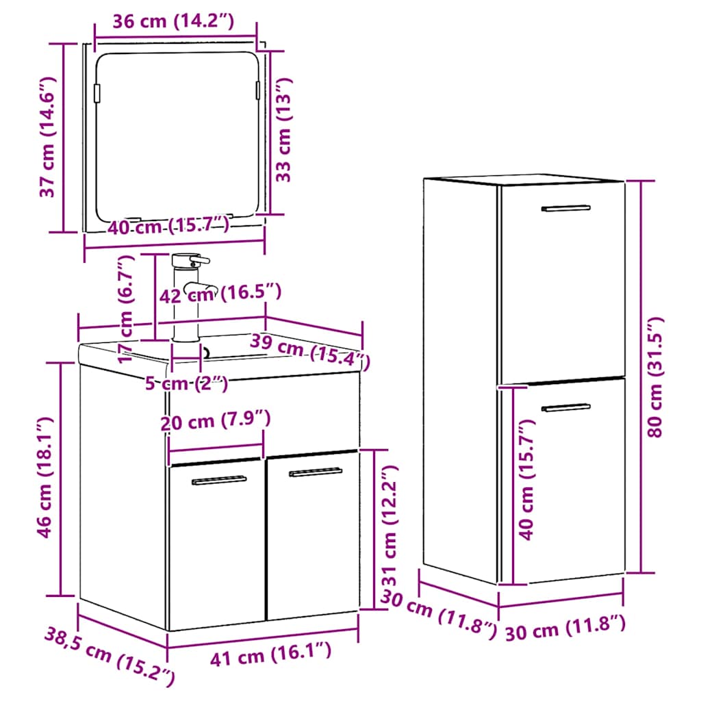 Bathroom Furniture Set 4 Pcs Reclaimed Wood Engineered Wood