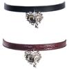 Punk Unregelmäßiger Kristall-Herz-Anhänger Leder-Choker-Halskette für Frauen Goth Ästhetik Personalisierte Accessoires Grunge Schmuck