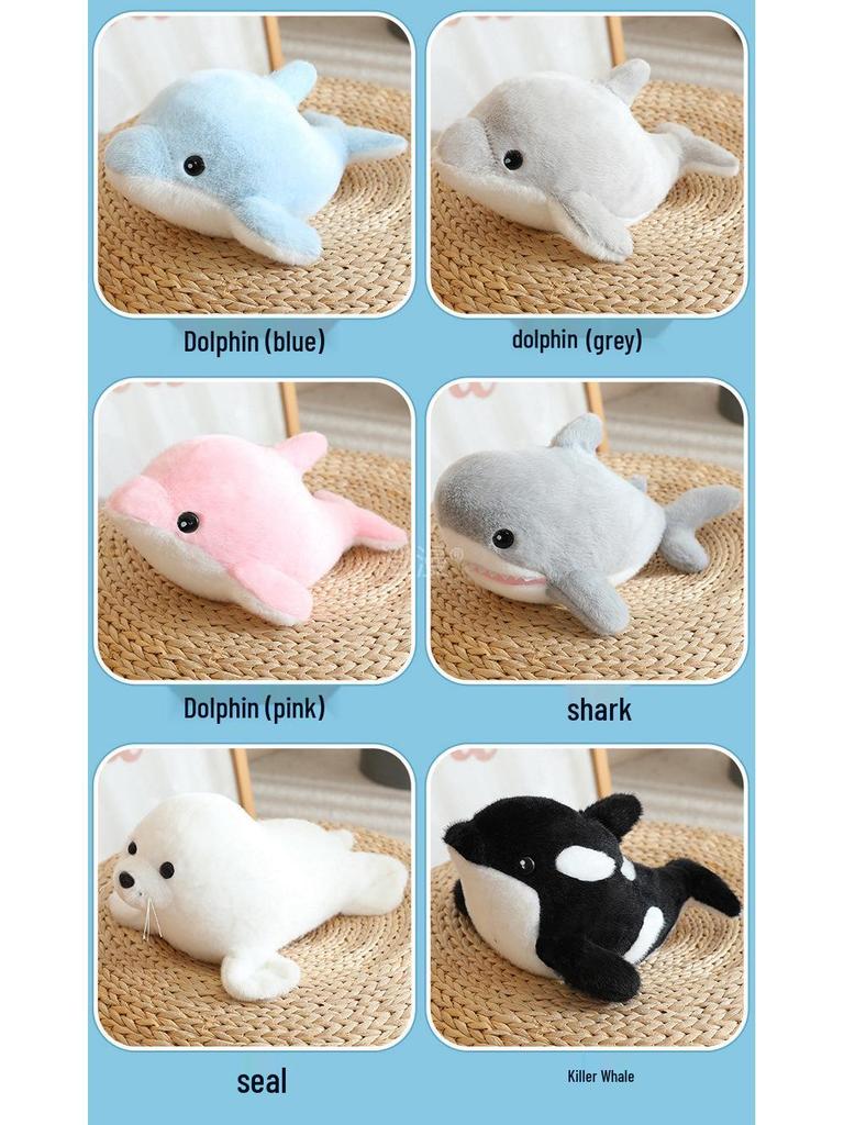 Adorable Dolphin & Orca Plush Ocean Animals - Stuffed Shark & Seal Doll for Children, Perfect Birthday Gift