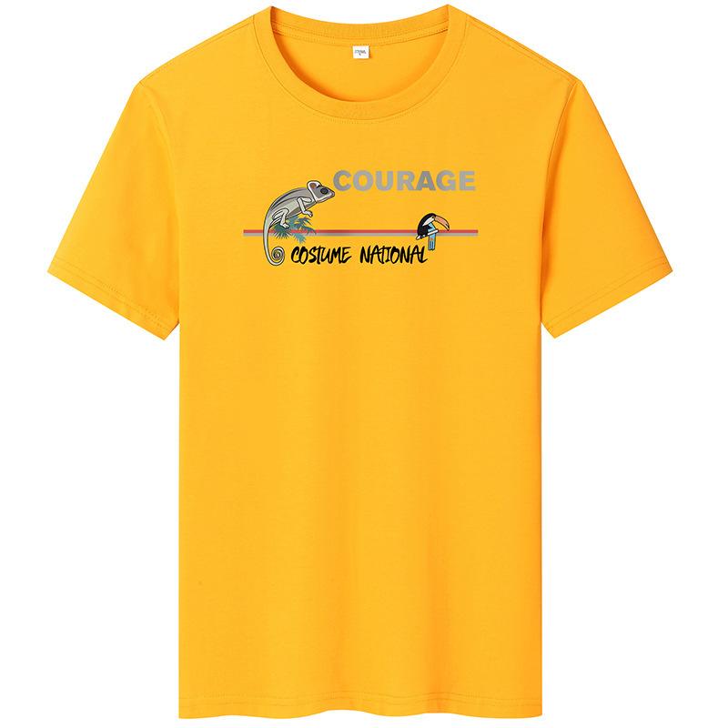 

Мужская футболка с короткими рукавами Lizard, хлопковая футболка с круглым вырезом, S-6XL 6XL жёлтый