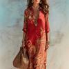 2026 European Beach Vacation Retro Light Blue Print Shirt Dress