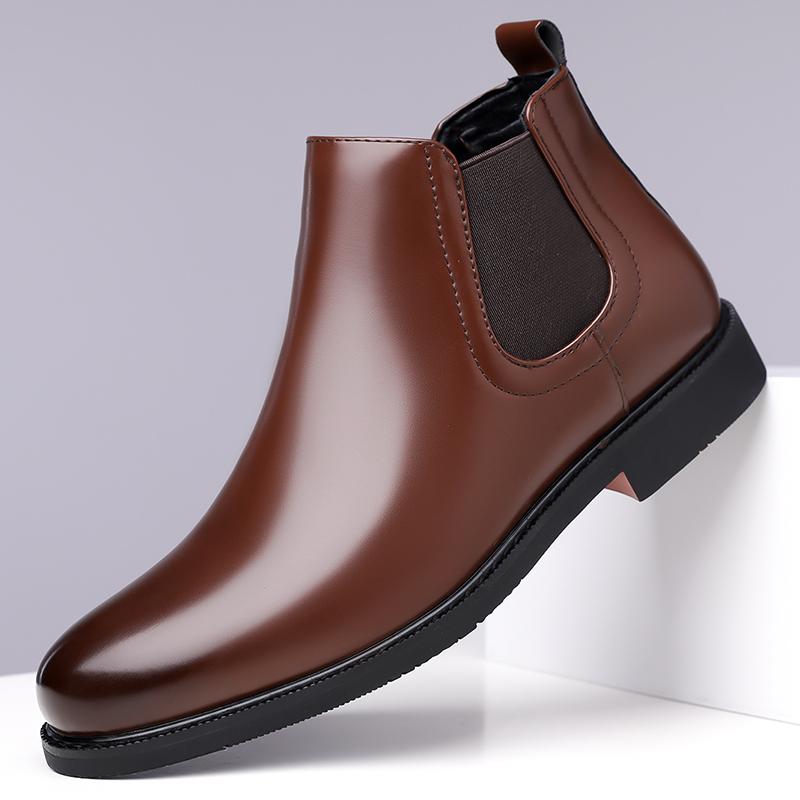 Fashion Casual Leather Mens Chelsea Boots Comfortable Male Business Shoes Fashion Men Ankle Boots Classic Outdoor Botas High Top Shoes