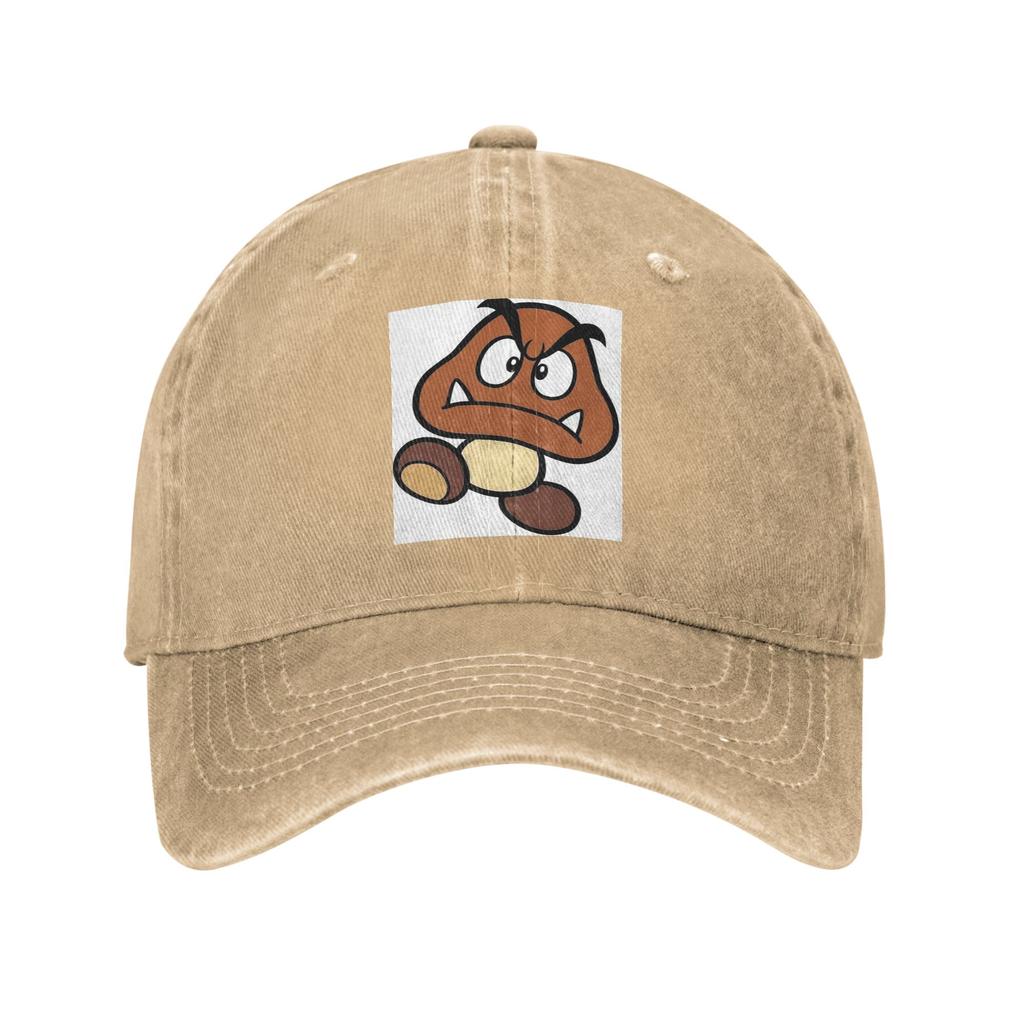 Cartoon Game Goomba Face Denim Fabric Cap Casual Baseball Caps Adjustable Hat Summer Unisex Baseball Hats