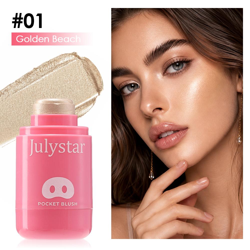 Julystar Карманный стик-румяна 8 цветов Стойкие кремовые румяна для щек и губ Портативный бальзам для макияжа с натуральным сиянием