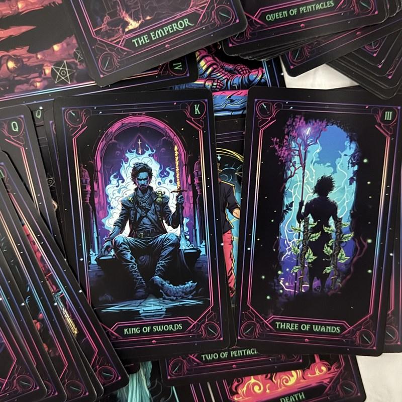Inspired Neon Tarotové karty 78 Deskové hry Angličtina pro začátečníky Věštecký balíček Osudu Hra na věštění pro sváteční rodinu
