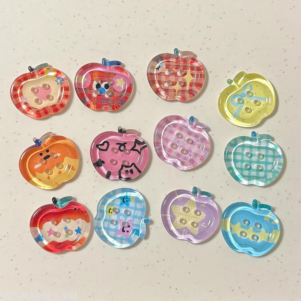 10pcs Dopamine Color Apple Translucent Buttons for Crafts Resin Accessories Clothing Sewing Supplies Sweaters Materials