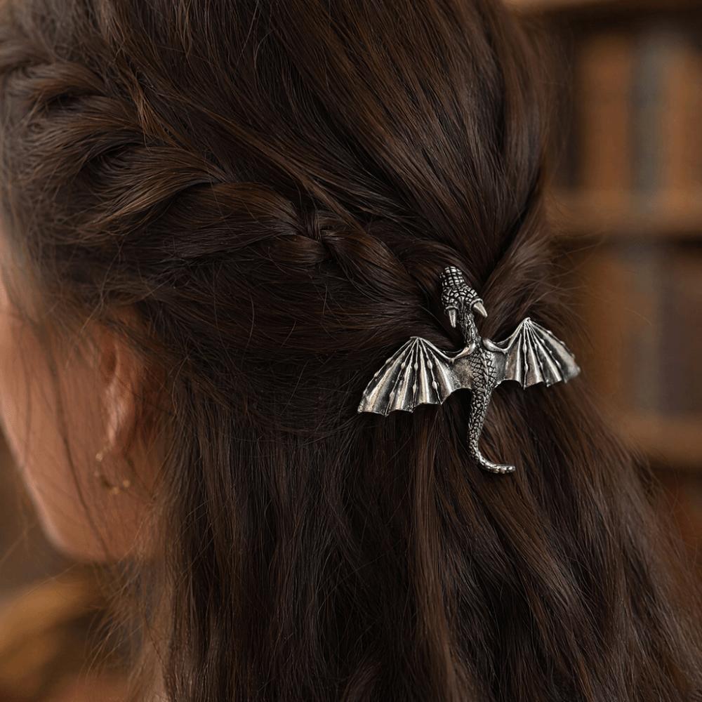 Vintage Flying Dragon Hair Clip Elegant Retro Spring Clip Viking Dragon Hairpin Valentine's Day