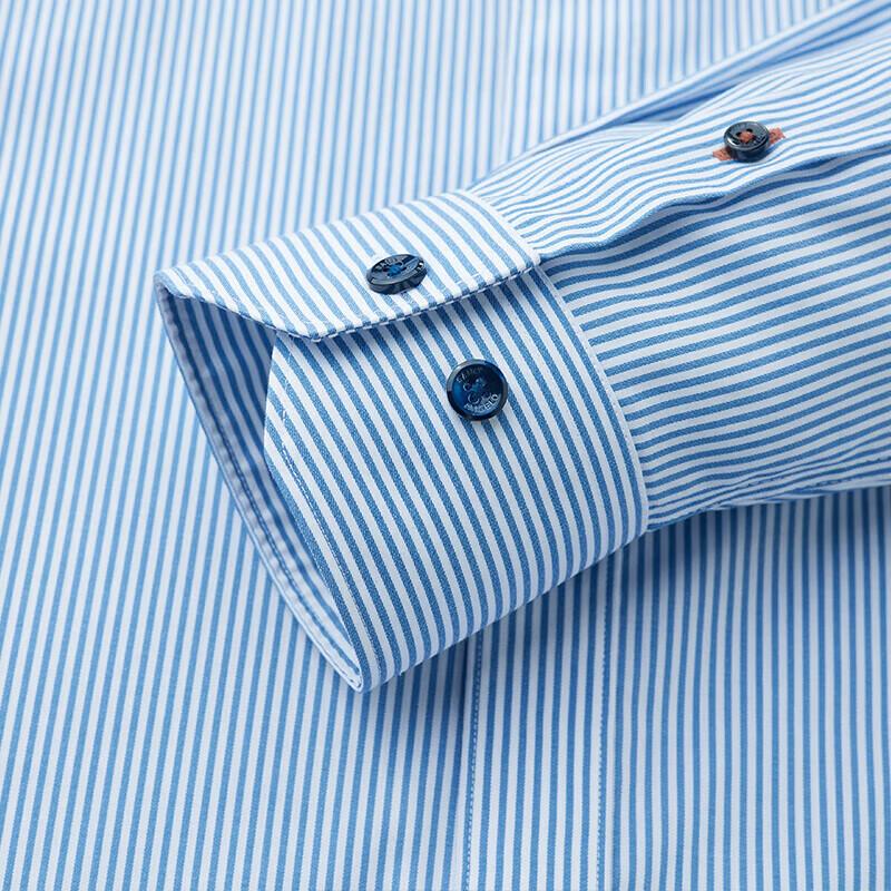 SAINT ANGELO Men's Business Casual Striped Long Sleeve Shirt