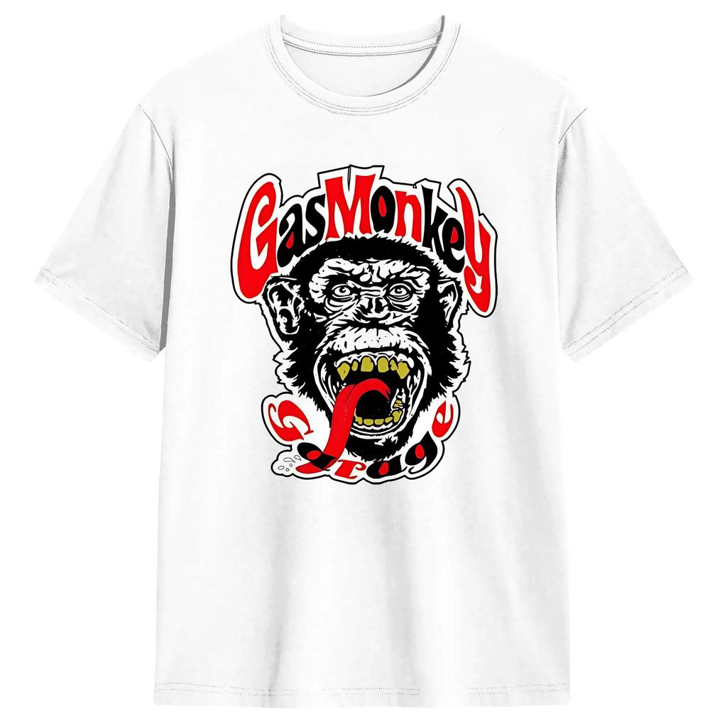 Monkey Gas Garage TShirt Unisex Awesome Pure Cotton Tee Shirt Round Neck Short Sleeve T Shirts Adult Tops