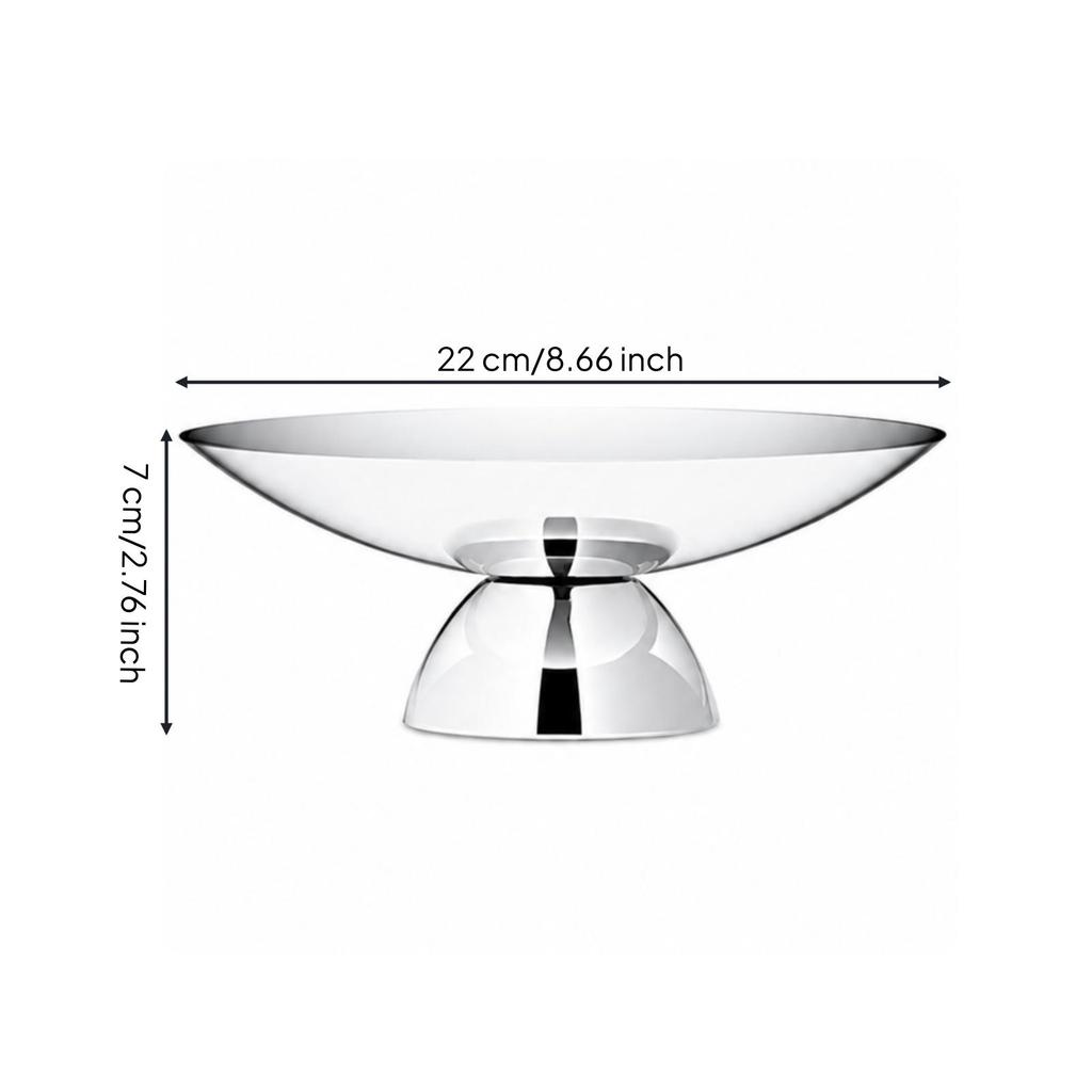 Fruit Bowl with Pedestal Base Shallow Stainless Steel Decorative for Tabletop