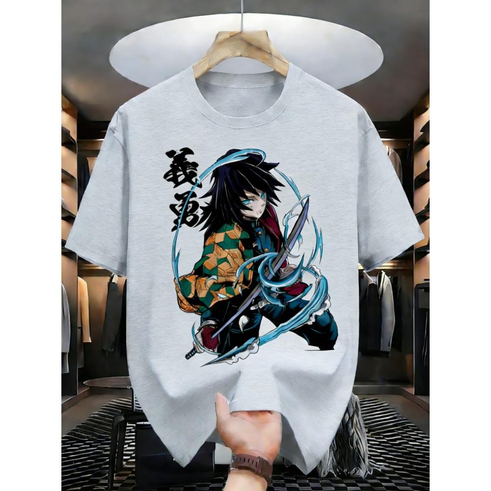 Plus Size Demon Slayer Anime Printed Men and Women Tshirt Casual Parent Child Top Fashion Cotton Harajuku Y2K Street Summer