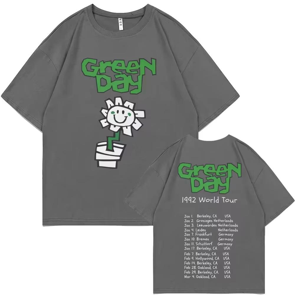 Best Famous Band Green Day 1992 World Tour T Shirts Unisex Unisex Vintage Gothic Rock Tshirt Unisex Cotton Casual Tshirts