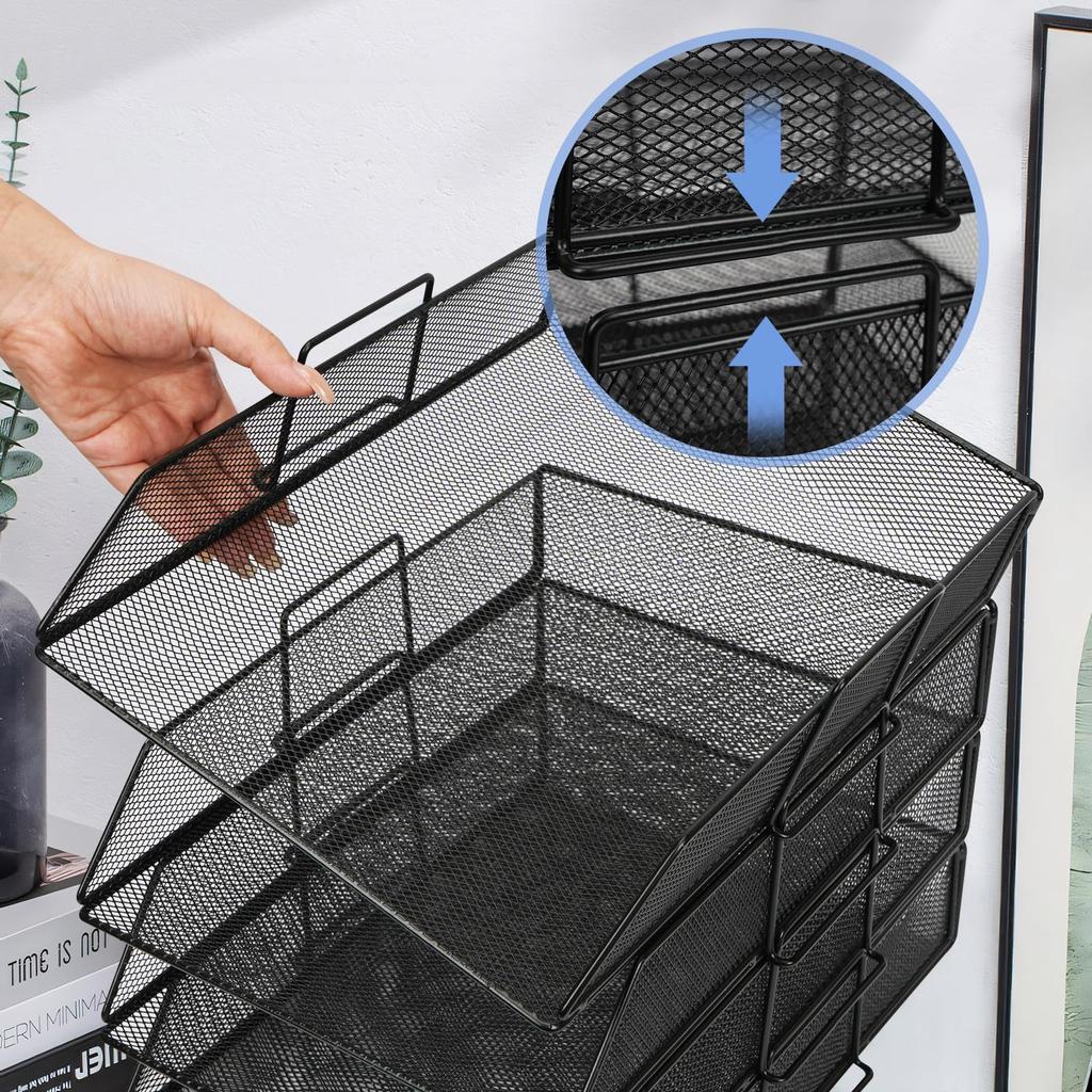 YGORTECH Document A4 Letter Vertical Letter Desktop Document Stackable Document Storage Case with Pen Mesh Metal Document Small Item Storage for and