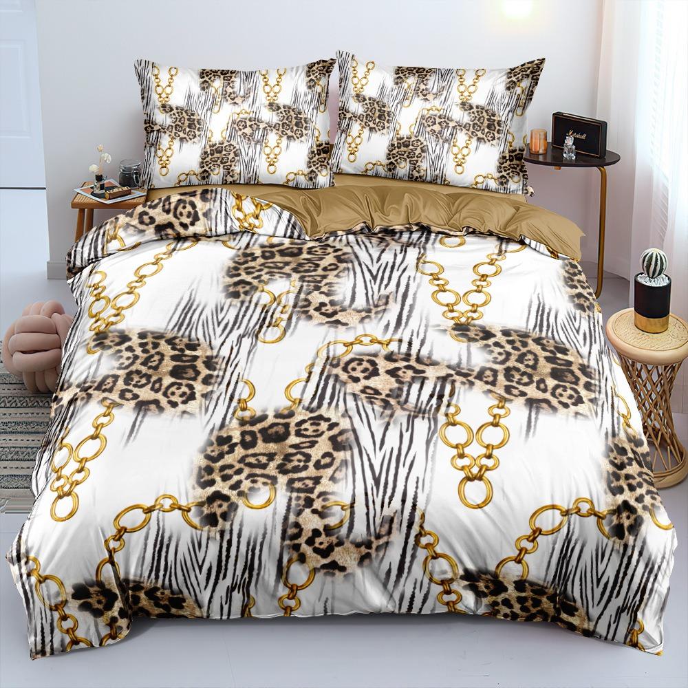 Leopard print Duvet Cover pillowcase Bedding Bedroom Decoration Children Gift adult Single Double bed Large SizeZip Duvet Cover