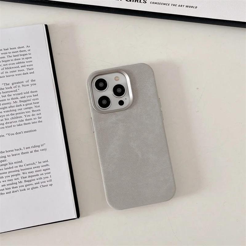 Flannel For Magsafe Phone Case for iPhone 16 Pro Max 15 15Pro 17 Matte Wireless Charging Back Cover Microfiber Protective Shell