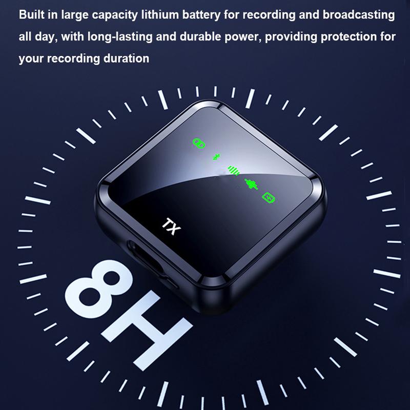 Drahtloses Lavalier-Mikrofonsystem, Bluetooth-Audio-/Video-Sprachaufzeichnungsmikrofon für iPhone, Android-Handy, Interviewkamera