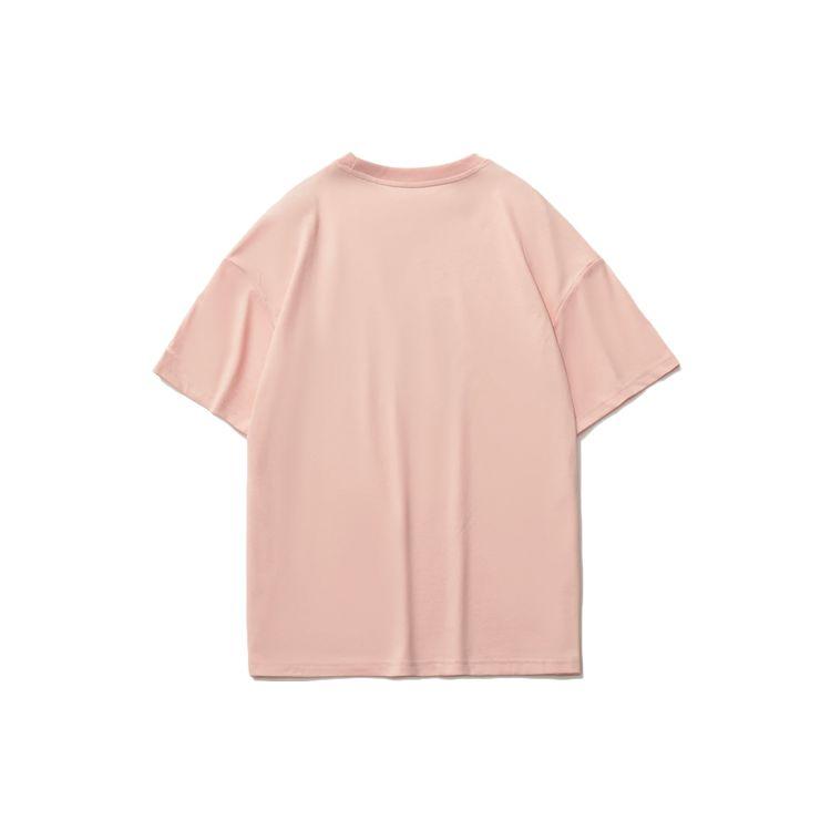 Li Ning Sports Fashion Series Drukowany Casualowy Graffiti Okrągły Dekolt Luźny Sportowy T-Shirt z Krótkim Rękawem Damski Top Różowy AHSR782-4