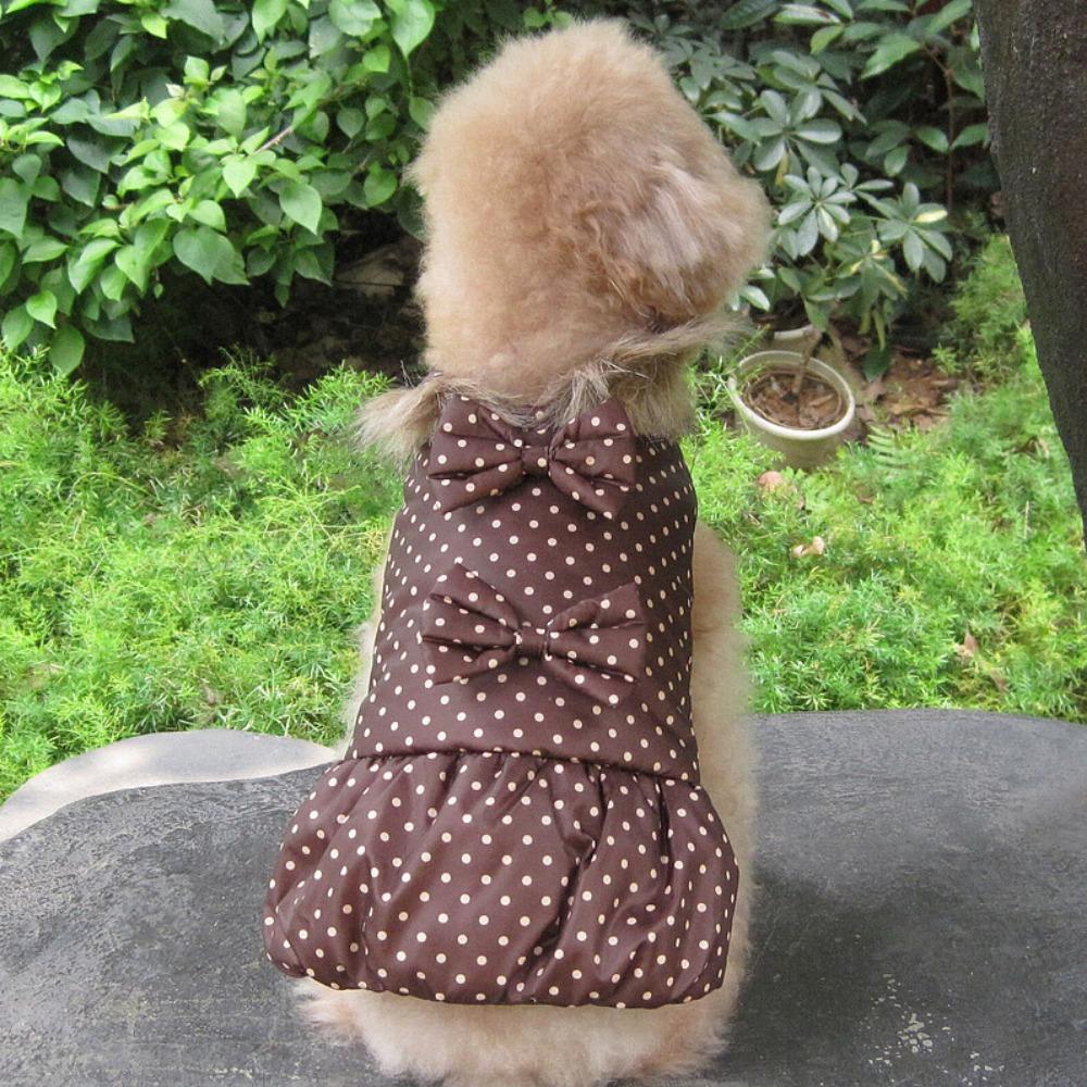 Höst och vinter Teddy Pomeranian valp husdjur vinter katt blommig flygärmar liten hund tvåbent bomullsvadderad klänning