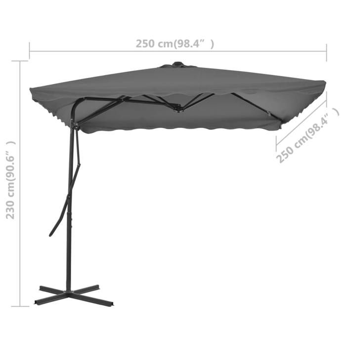 VidaXL Parasol d'Extérieur avec Mât en Acier, Pare-soleil de Patio, Abri de Soleil, Parasol de Terrasse Extérieur, 250 x 250 44883