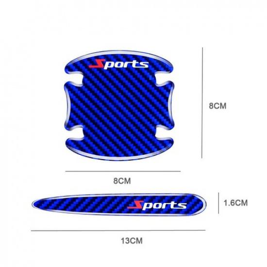 8PCS Blue Car Door Handle Bowl Sticker Protector Film Anti-Scratch Accessories