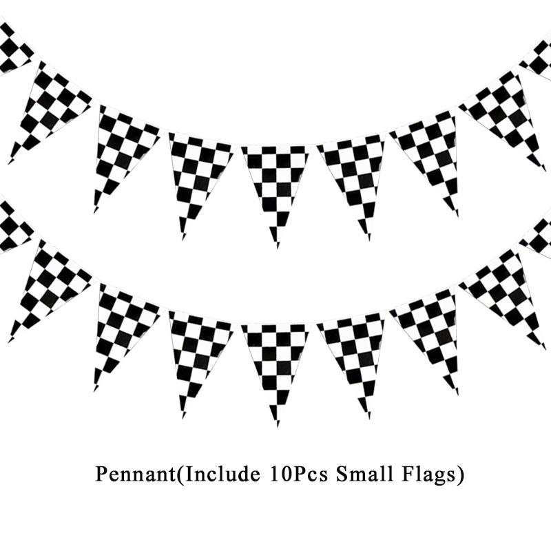 Black & White Checkered Flags Race Car Happy Birthday Banner Tablecloth Kids Boys Racing Car Birthday Party Decorations Supplies