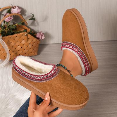 Pantoufles de mode pour femmes Hiver 2025 Nouvelles Chaussures chaudes à semelle épaisse Femmes Couvertes Demi-serpillière Pantoufles chaudes Confortables Diapositives d'extérieur Femmes