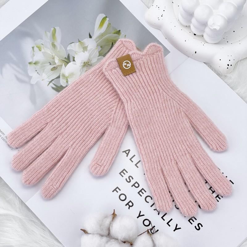 Warm Knitted Fleece-Lined Fingerless Gloves Women Winter Touchscreen Compatible Thick Wool Blend Mittens