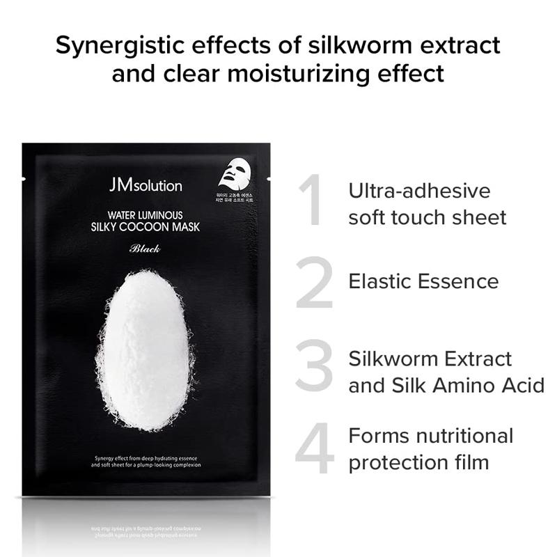 JM Solution Masque Cocon Soyeux Lumineux à l'Eau Noir 10 Pièces