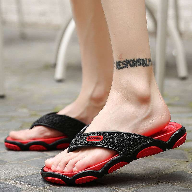 Step On Shit Slippers Men's Summer Flip-flops Sandals Men's Non-slip Deodorant Printing Trend Rubber Thick-soled Wear-resistant Beach Shoes Men