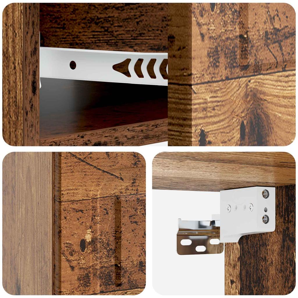 Wall Mounted Nightstand Reclaimed Wood Look 49 x 34.5 x 20 cm
