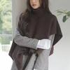 Umhang Schal Damen Einfarbige Unregelmäßiger Schnitt Umhang Verdickt Warm Gestrickt Rollkragenpullover Unregelmäßiges Design Schal Wickel