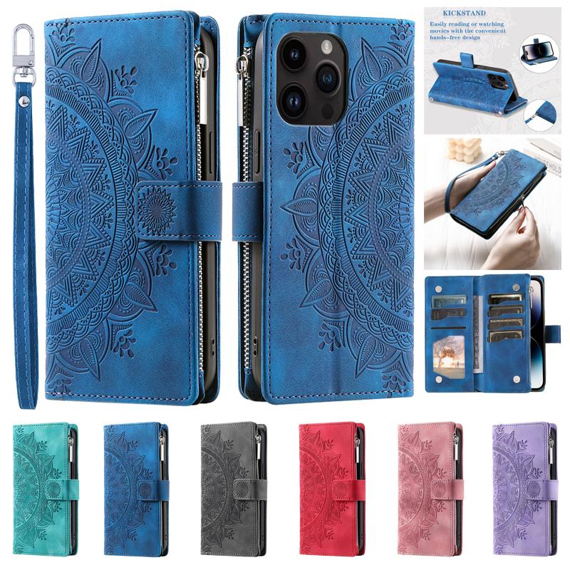 Totems Zipper Card Case for Samsung Galaxy A52s A52 A51 A72 A42 A32 A22 A12 A52S 5G A515F Magnetic Leather Wallet Protect Cover