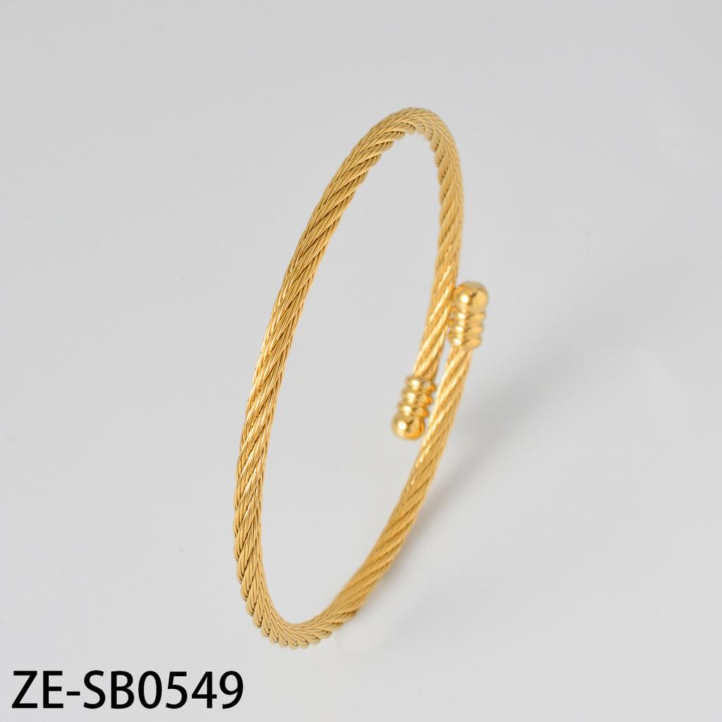 Trend European and American Personality Twist Opening Adjustable Twist Steel Wire Gold Ball Bracelet 2026