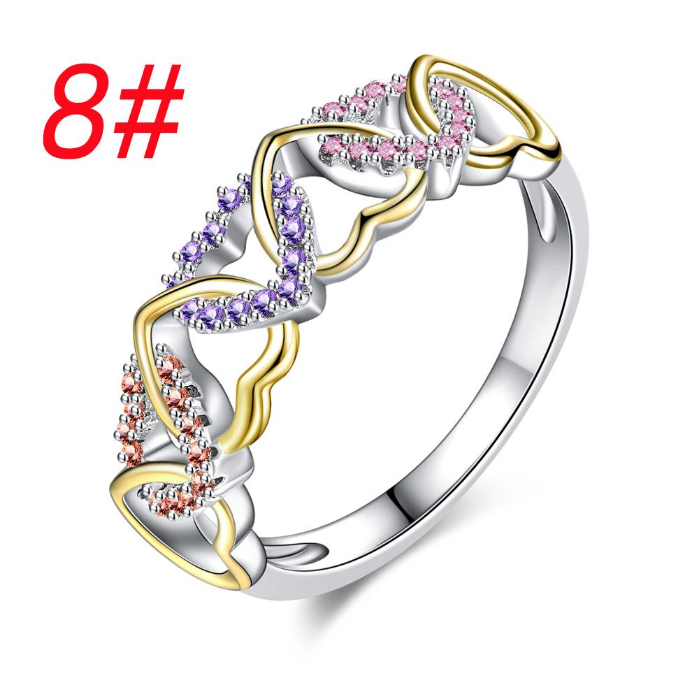Two-Tone Heart-Shaped Zircon Ring - Women's Light Luxury Fashion Design