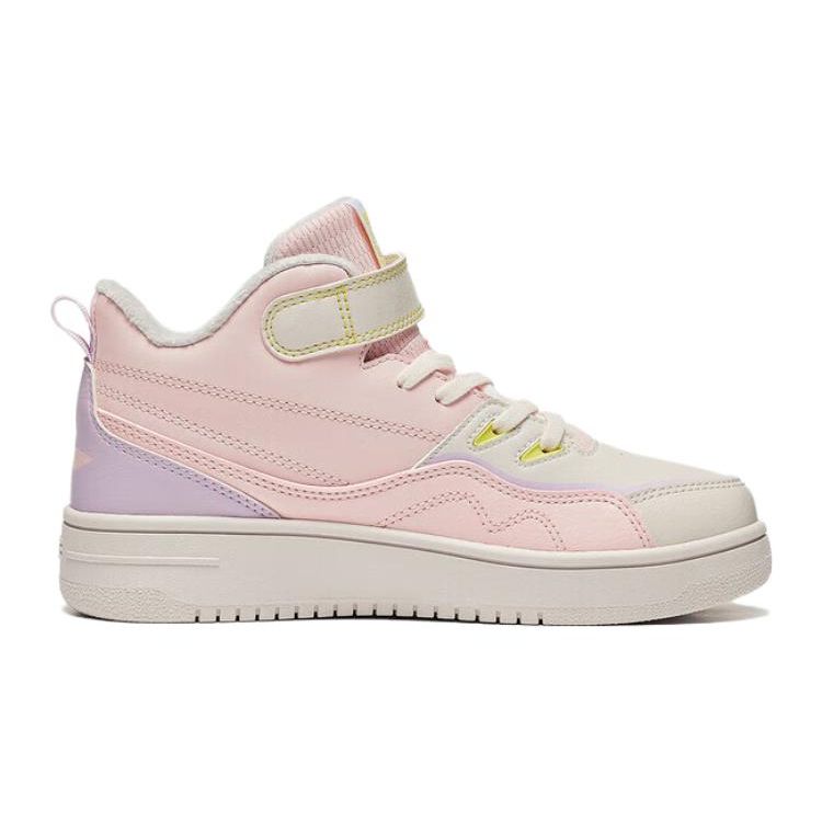 Li Ning Kids Fleece High-Top Skate Shoes Kids Sneakers Pink Gray YKCT152-24