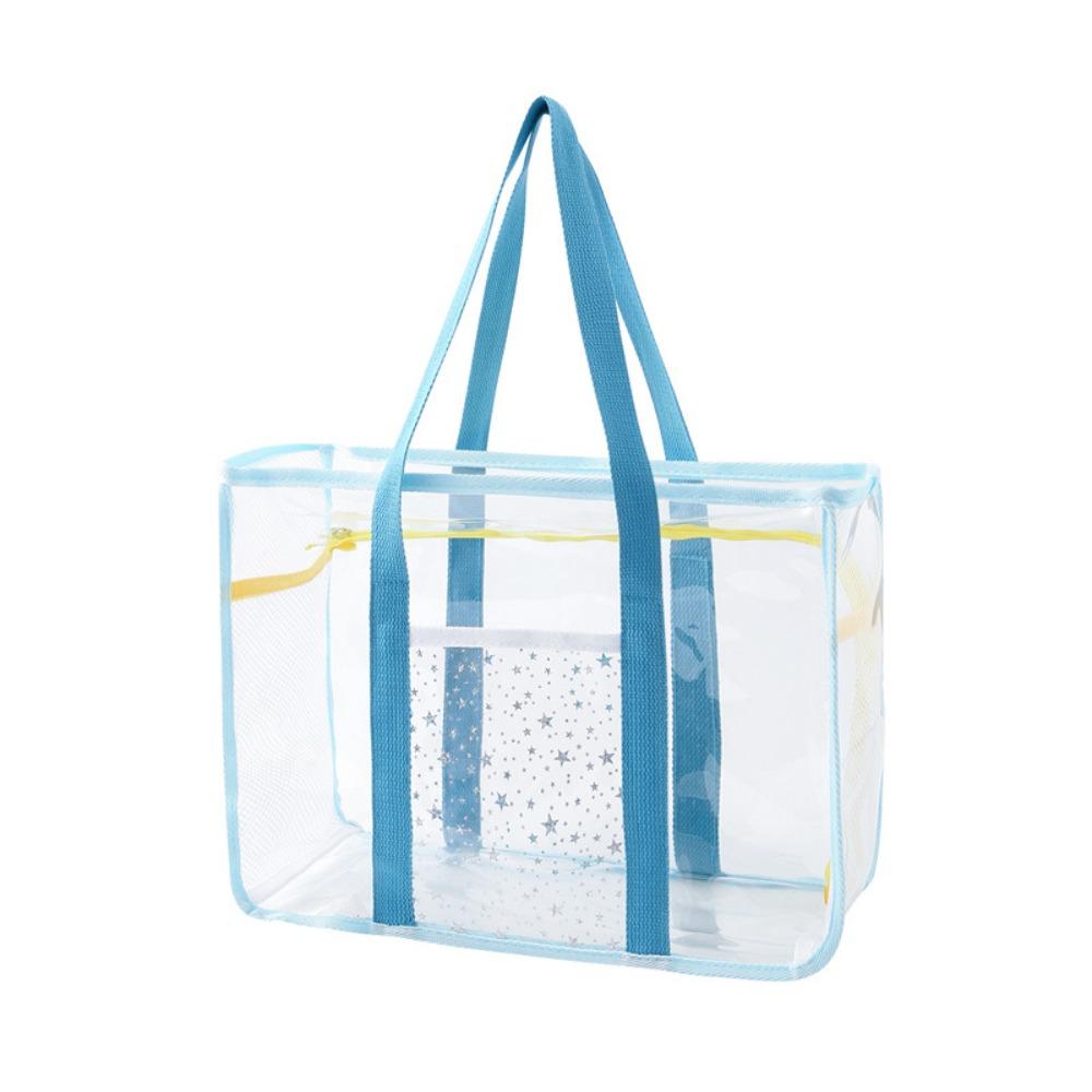 

Candy Color Pvc Transparent Handbag Large Capacity Beach Tote Bag Waterproof Messenger Bag Women синий