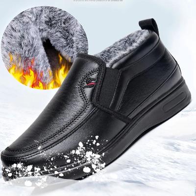 Fashion Winter Men Cotton Shoes Waterproof Anti Slip Plush Warm Casual Shoes Middle-aged Elderly People Comfort Flat Soled Snow Boots
