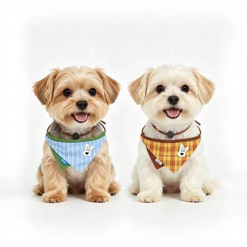 Cotton Pet Bandana Cats Dogs Triangle Scarf With Plaid All Season Use