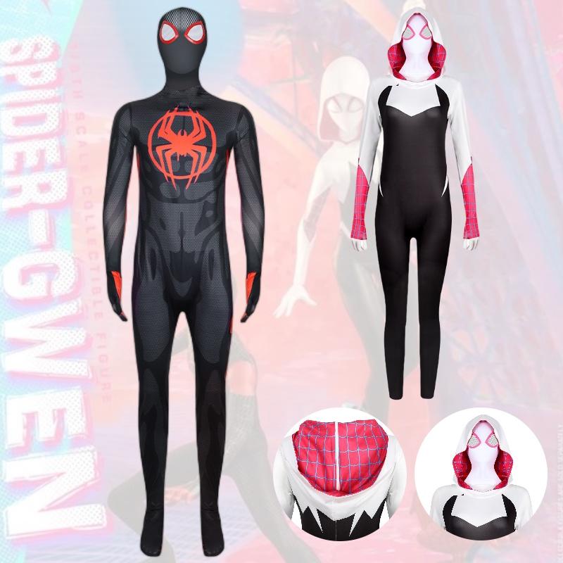 2023 Spider-man Miles Gwen Cosplay Costume Women's Spider-man Jumpsuit Milk Silk Fabric